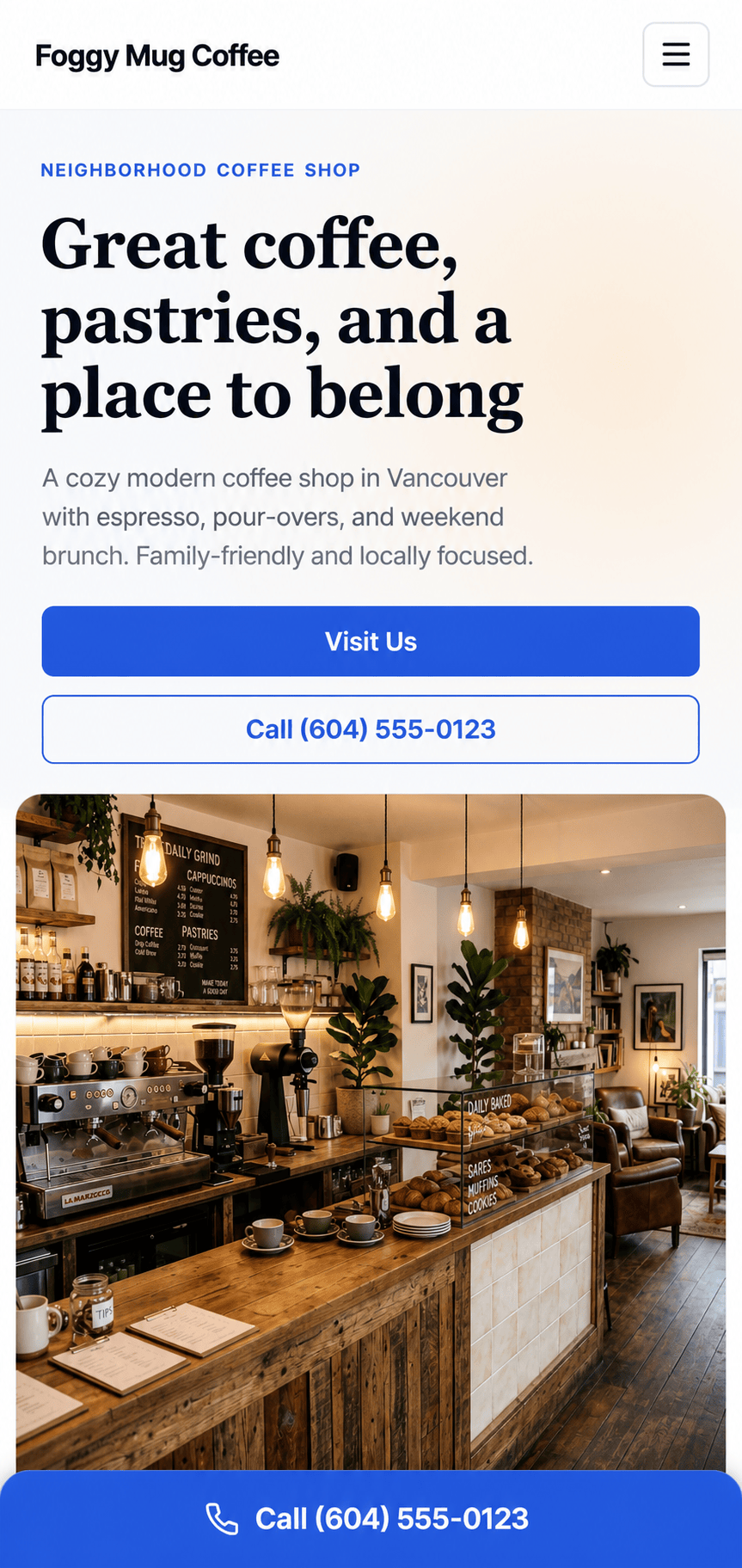 Foggy Mug Coffee website example