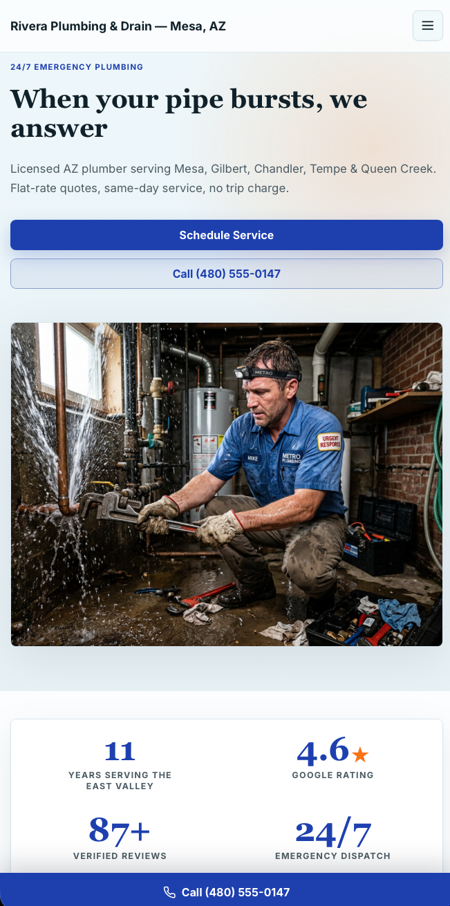 Rivera Plumbing & Drain website example